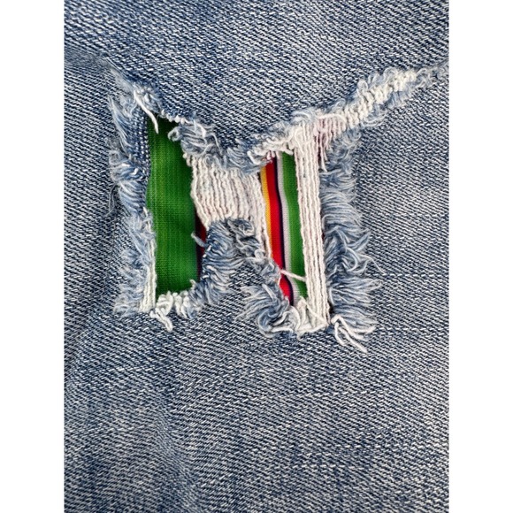 Judy Blue Women's Distressed Denim Shorts with Colorful Patches Size L - Picture 3 of 13